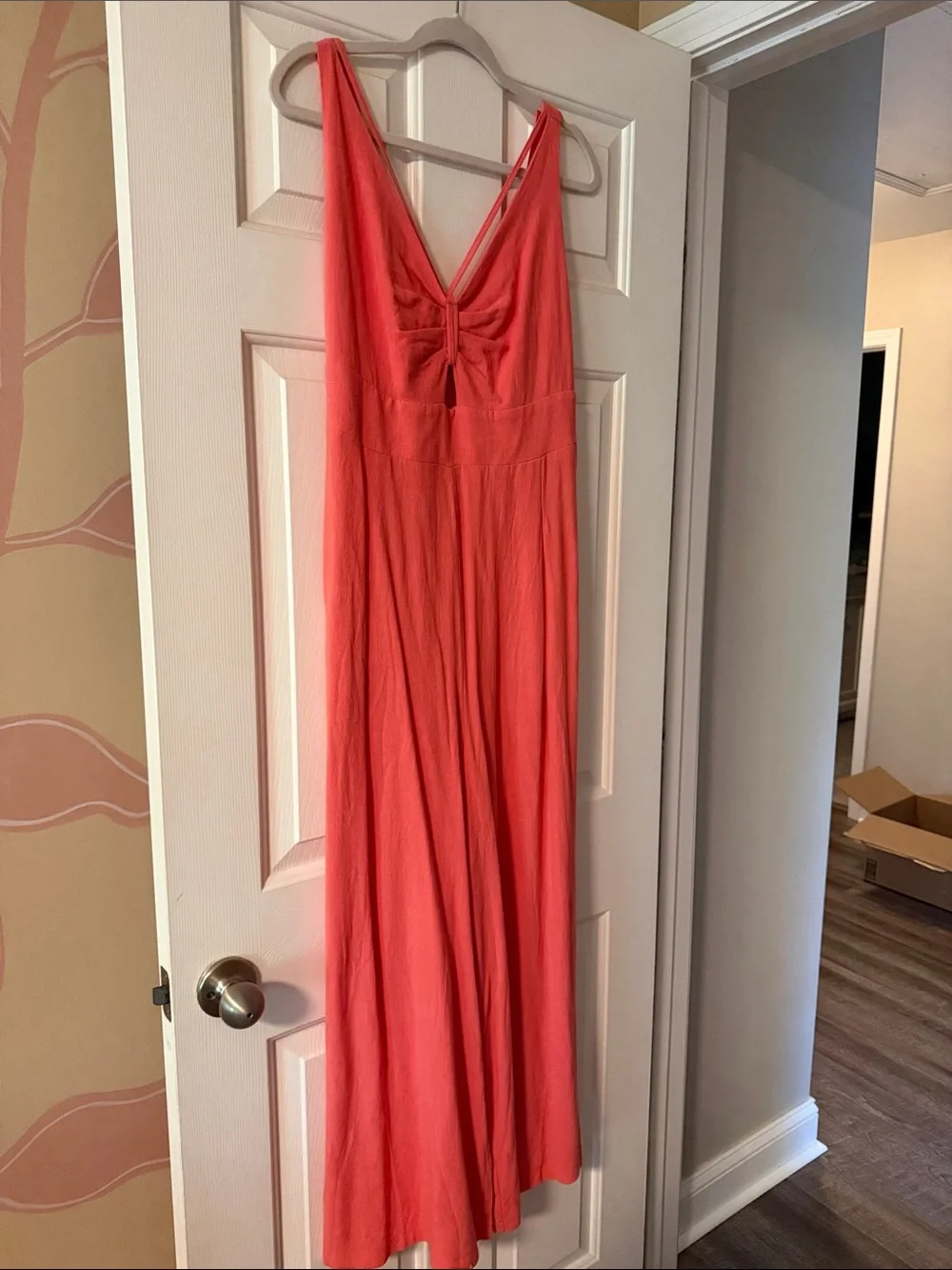 Women’s Coral V-Neck Maxi Jumpsuit